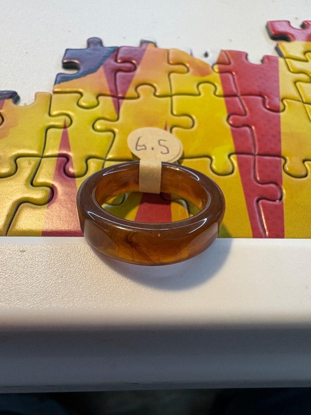 Amber-Tone Resin Womens Band Ring